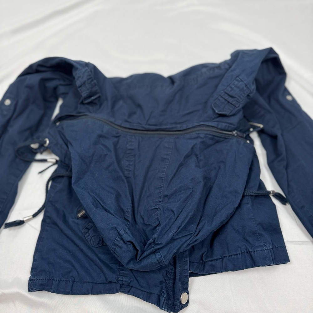 Snobbish Collection Hooded Women's M Navy Utility Jacket Anorak Coat - Picture 6 of 6